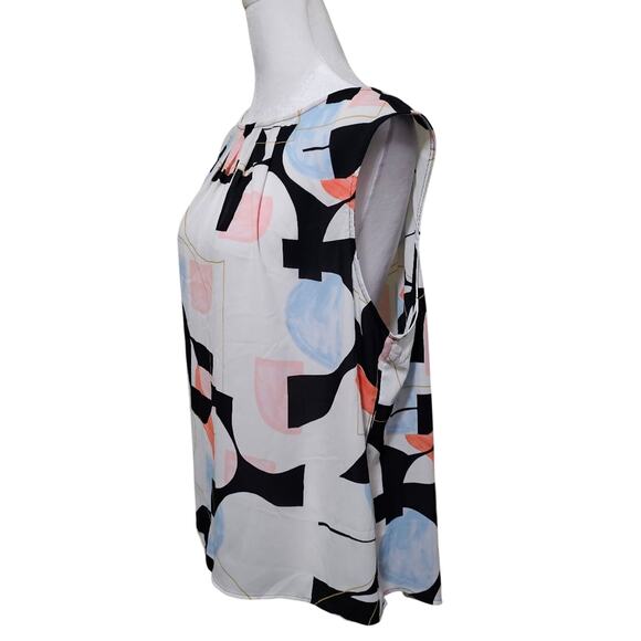 Worthington Abstract Geometric Sleeveless Blouse Size XL Art Deco Office - Picture 3 of 6